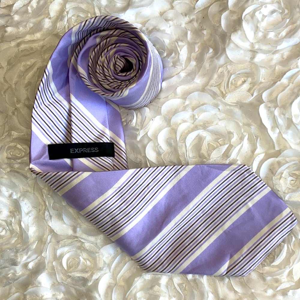 New Express purple and white stripe tie